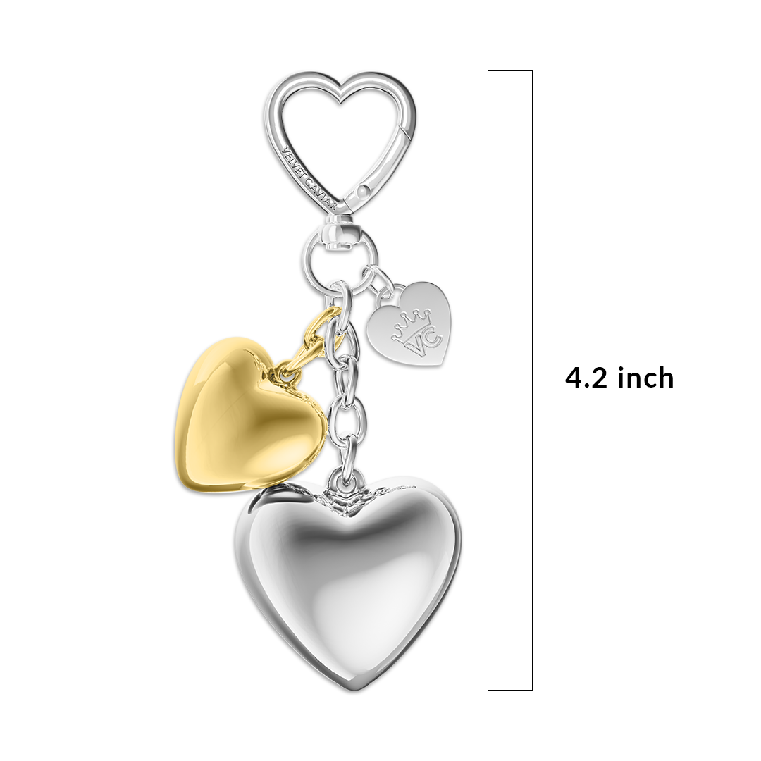 Mixed Metal Heart Bag Charm