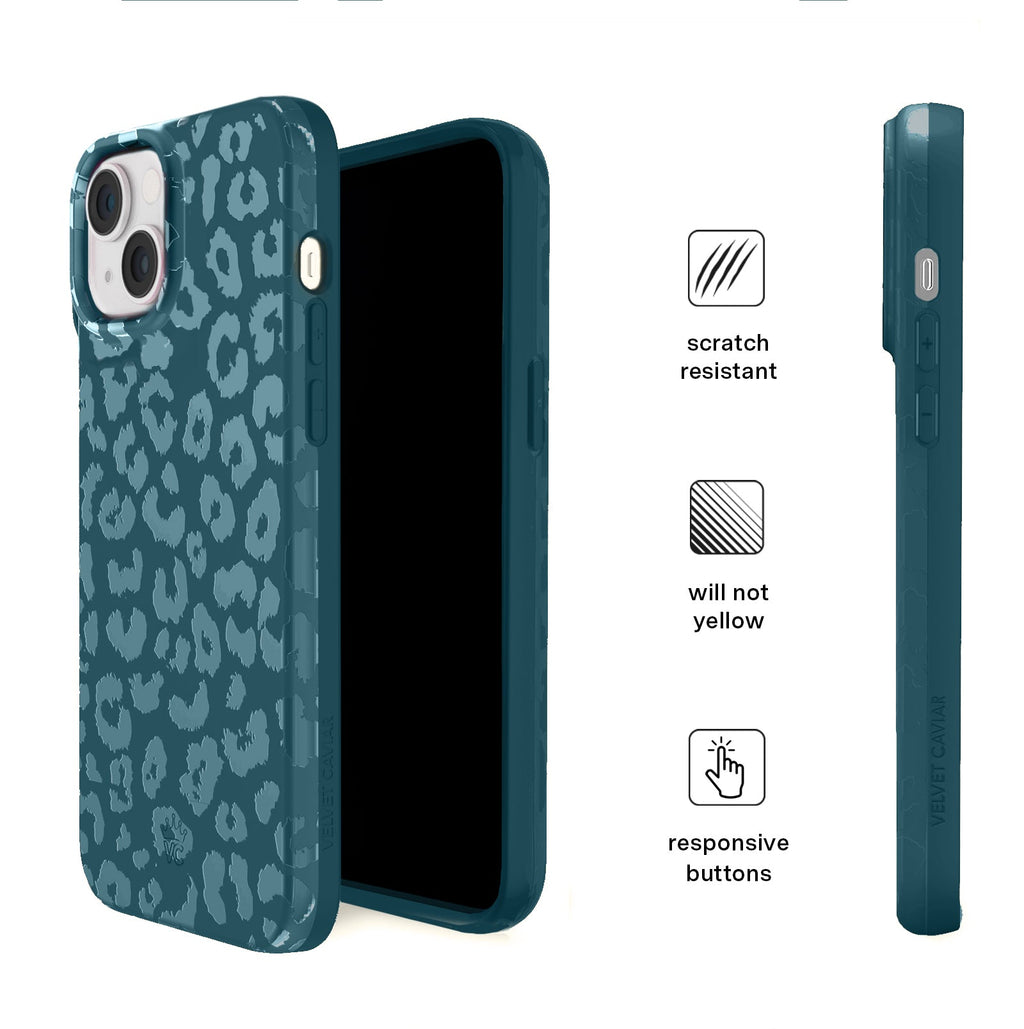 Metallic Navy Leopard iPhone Case