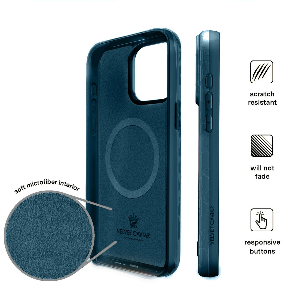 Metallic Navy Leopard iPhone Case