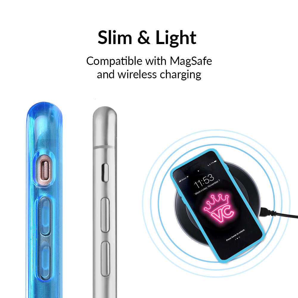 Neon Blue Clear iPhone Case