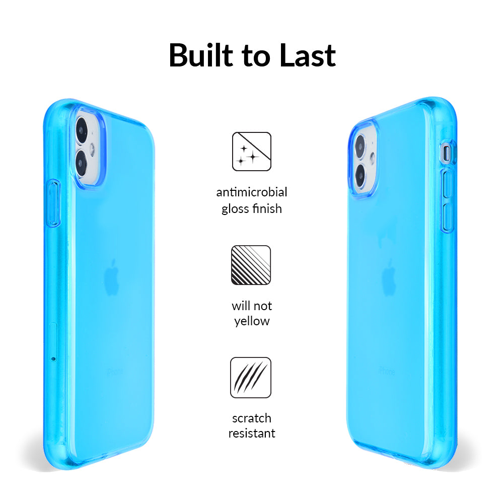 Neon Blue Clear iPhone Case