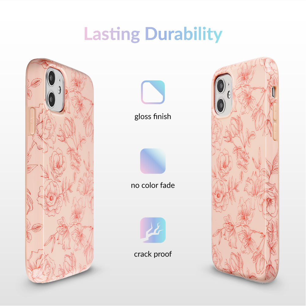 Nude Red Chrome Floral iPhone Case