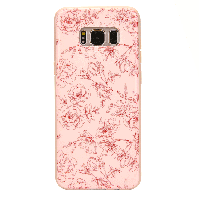 Nude Red Chrome Floral Samsung Galaxy Case