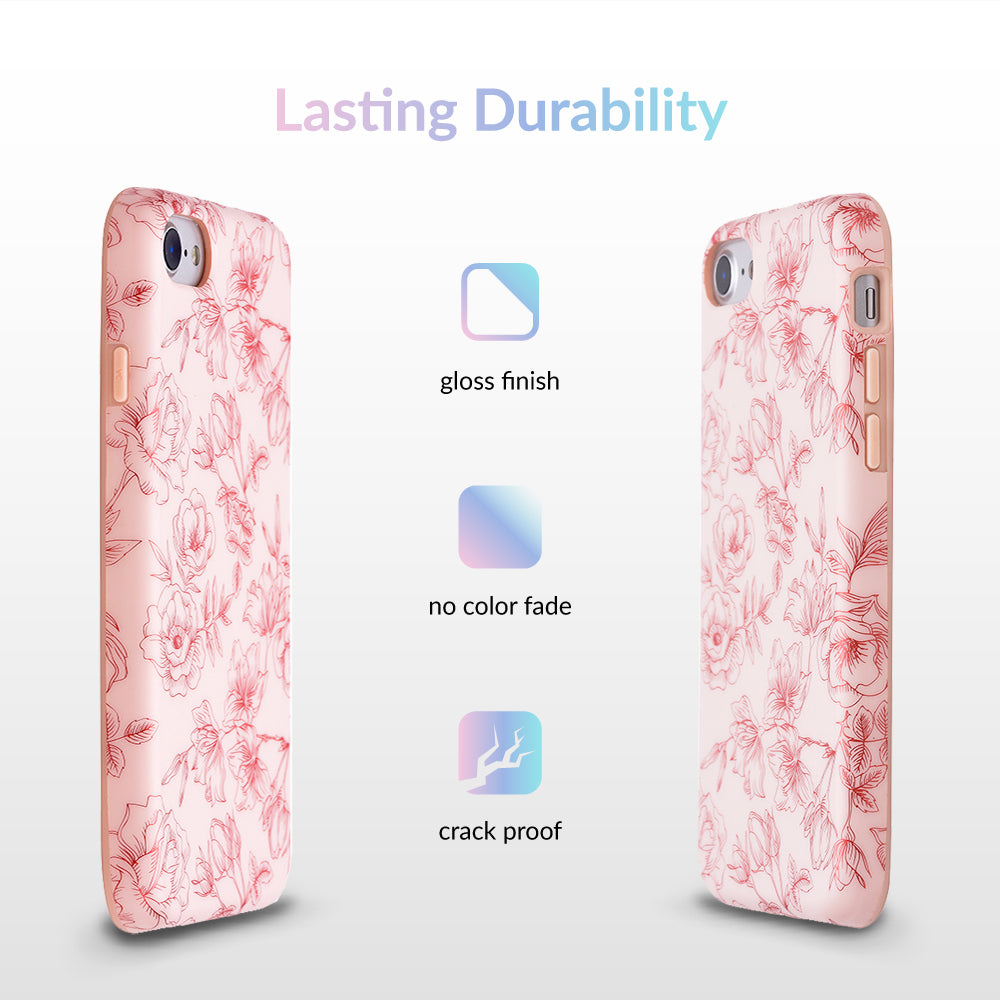 Nude Red Chrome Floral iPhone Case