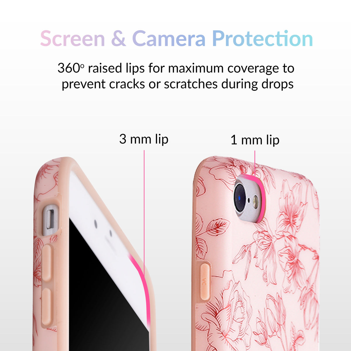 Nude Red Chrome Floral iPhone Case