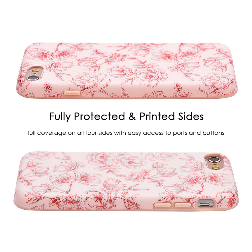 Nude Red Chrome Floral iPhone Case