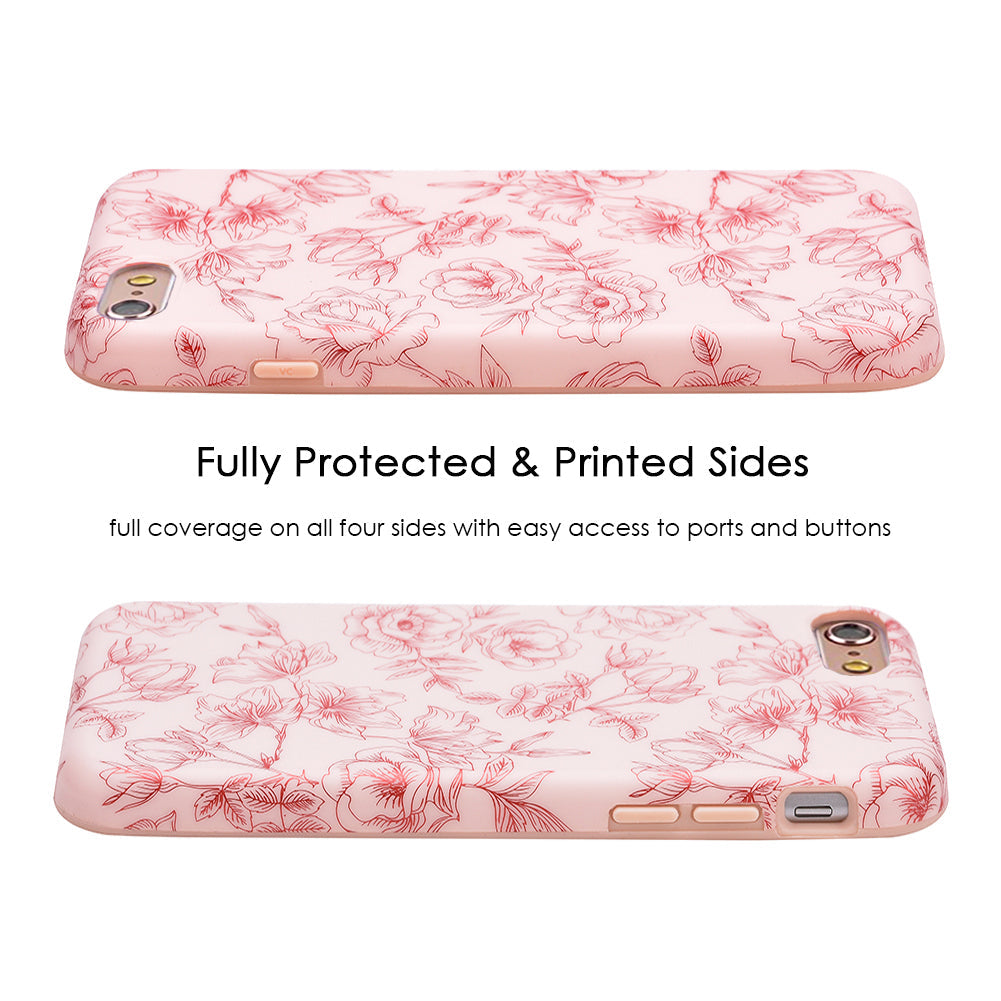 Nude Red Chrome Floral iPhone Case