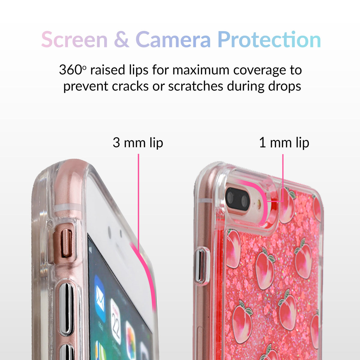 Peach Clear Glitter iPhone Case