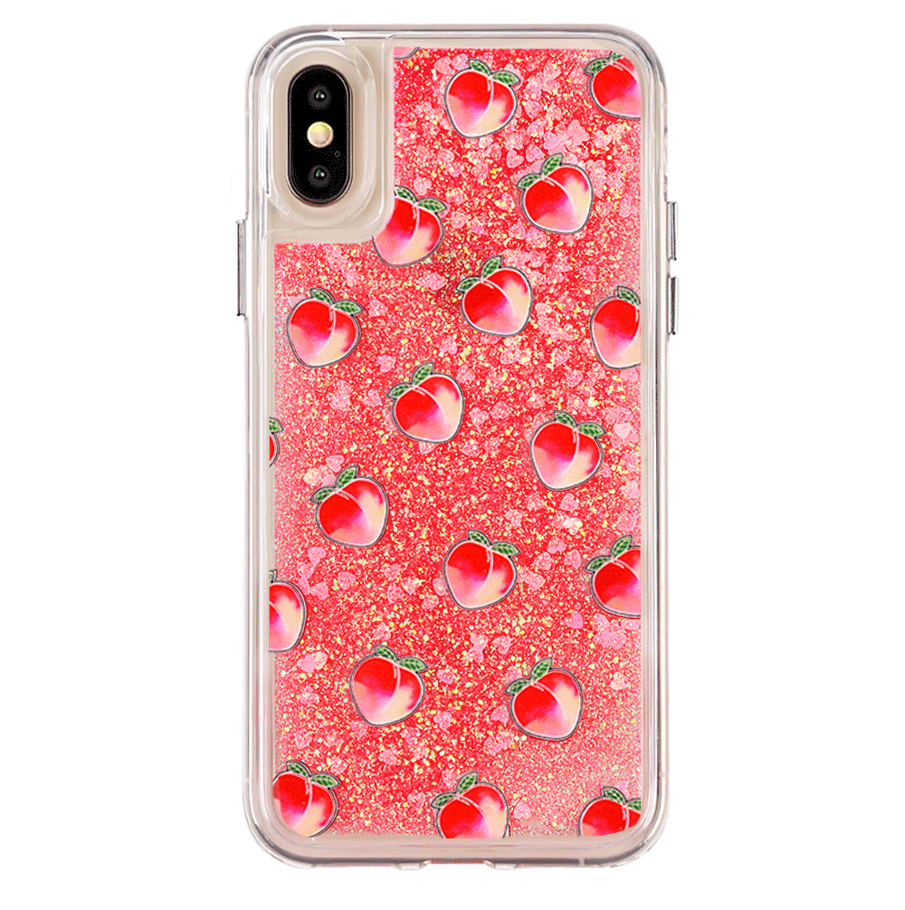 Peach Clear Glitter iPhone Case