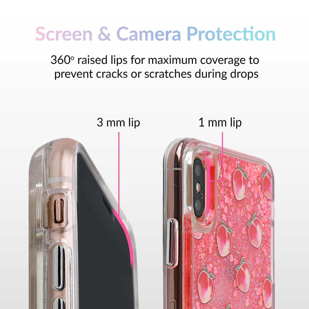 Peach Clear Glitter iPhone Case