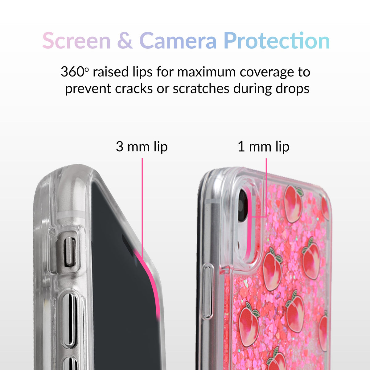 Peach Clear Glitter iPhone Case