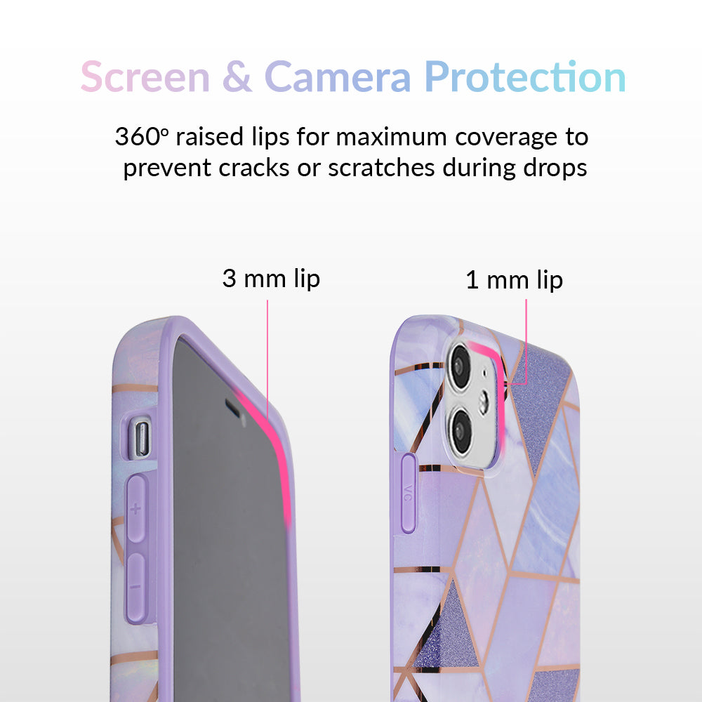 Purple Geometric Marble iPhone Case