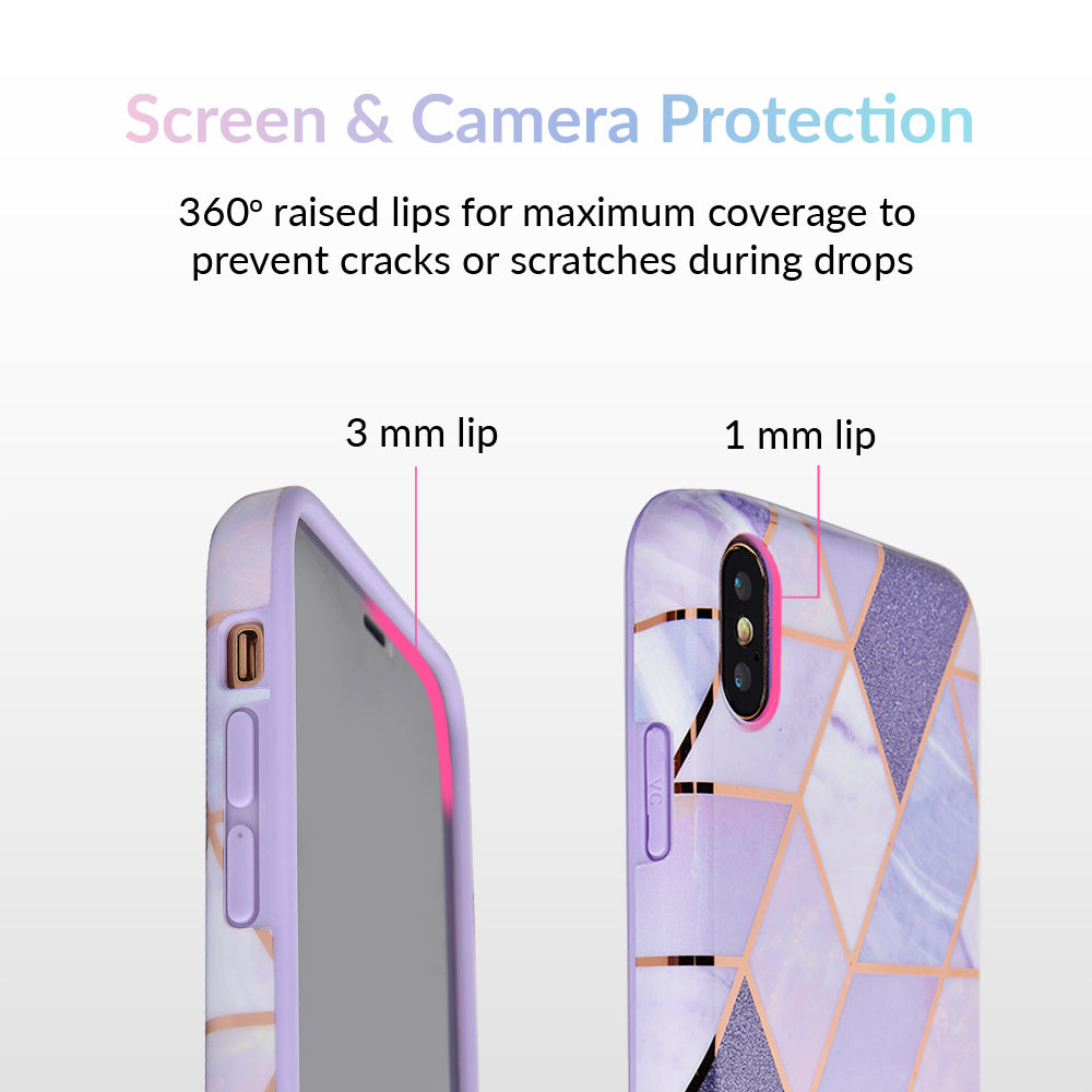 Purple Geometric Marble iPhone Case