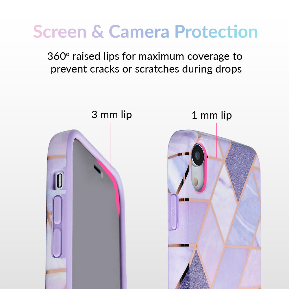 Purple Geometric Marble iPhone Case