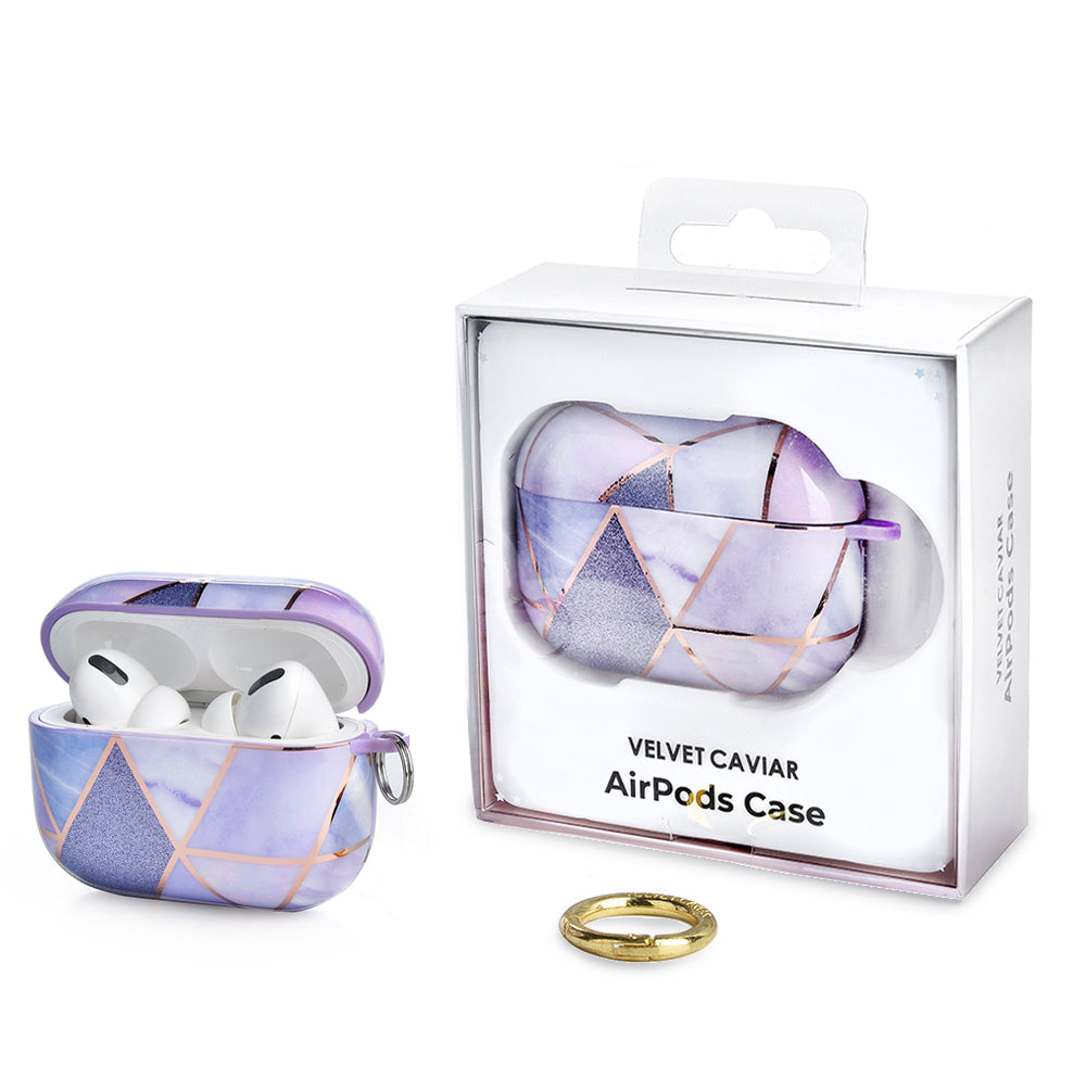 Purple Geometric Marble Airpods Case