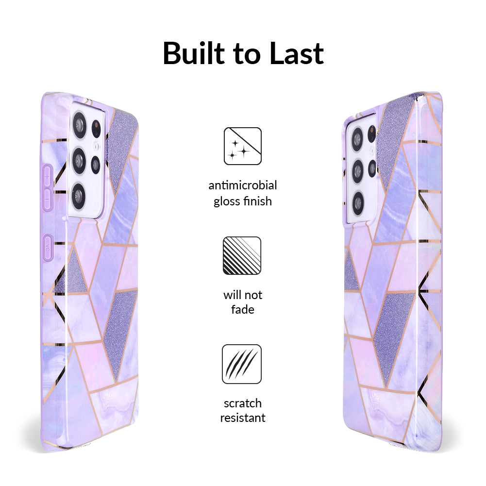 Purple Geometric Marble Samsung Case