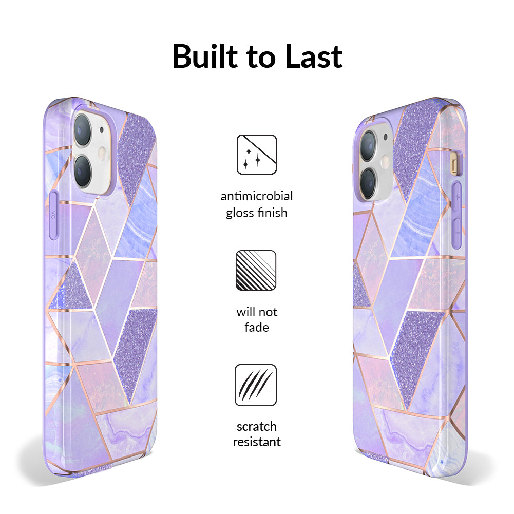 Purple Geometric Marble iPhone Case