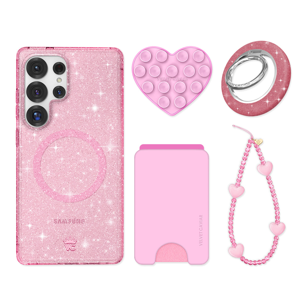 Pink Stardust Glitter Samsung Bundle Set