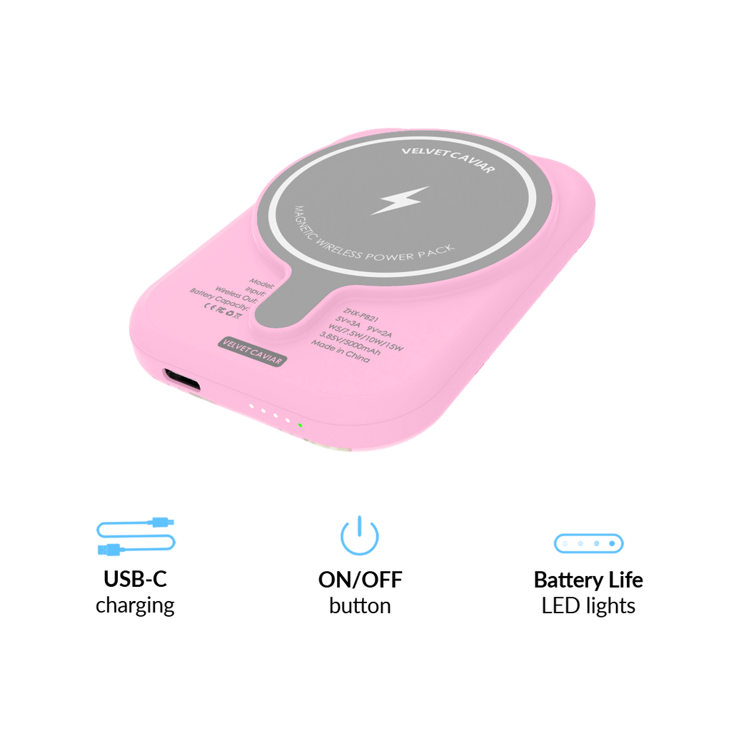 Baby Pink Roses Portable MagSafe Charger Power Pack