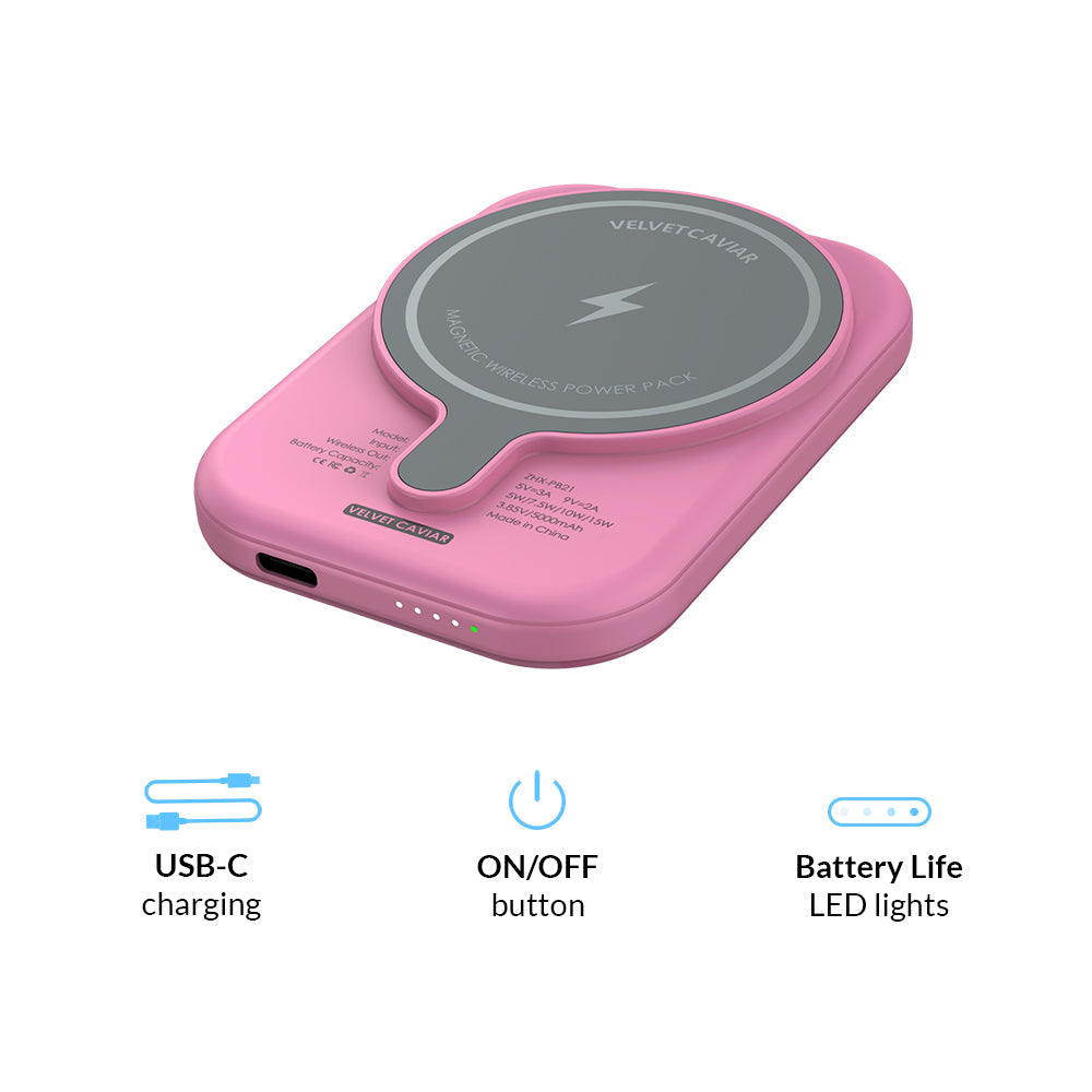 Hot Pink Leopard Portable MagSafe Charger Power Pack