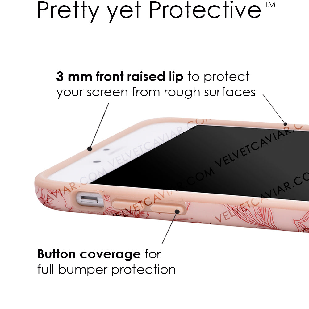 Nude Red Chrome Floral iPhone Case