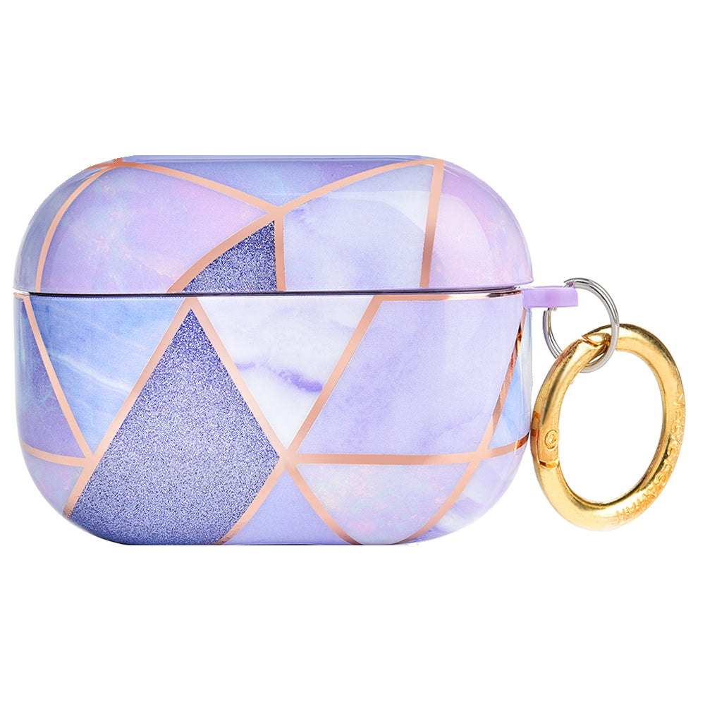 Purple Geometric Marble Airpods Case