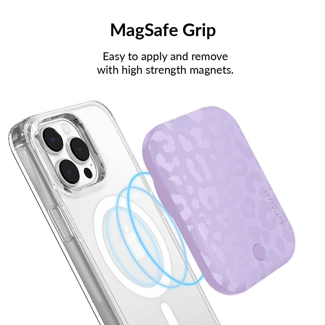 Lilac Leopard Portable MagSafe Charger Power Pack