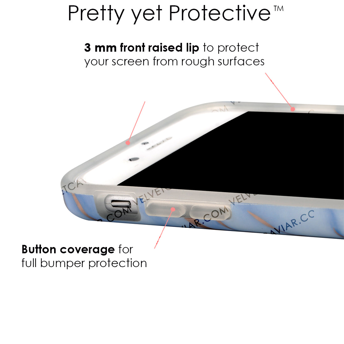 Sky Blue Rose Gold Chrome Marble iPhone case