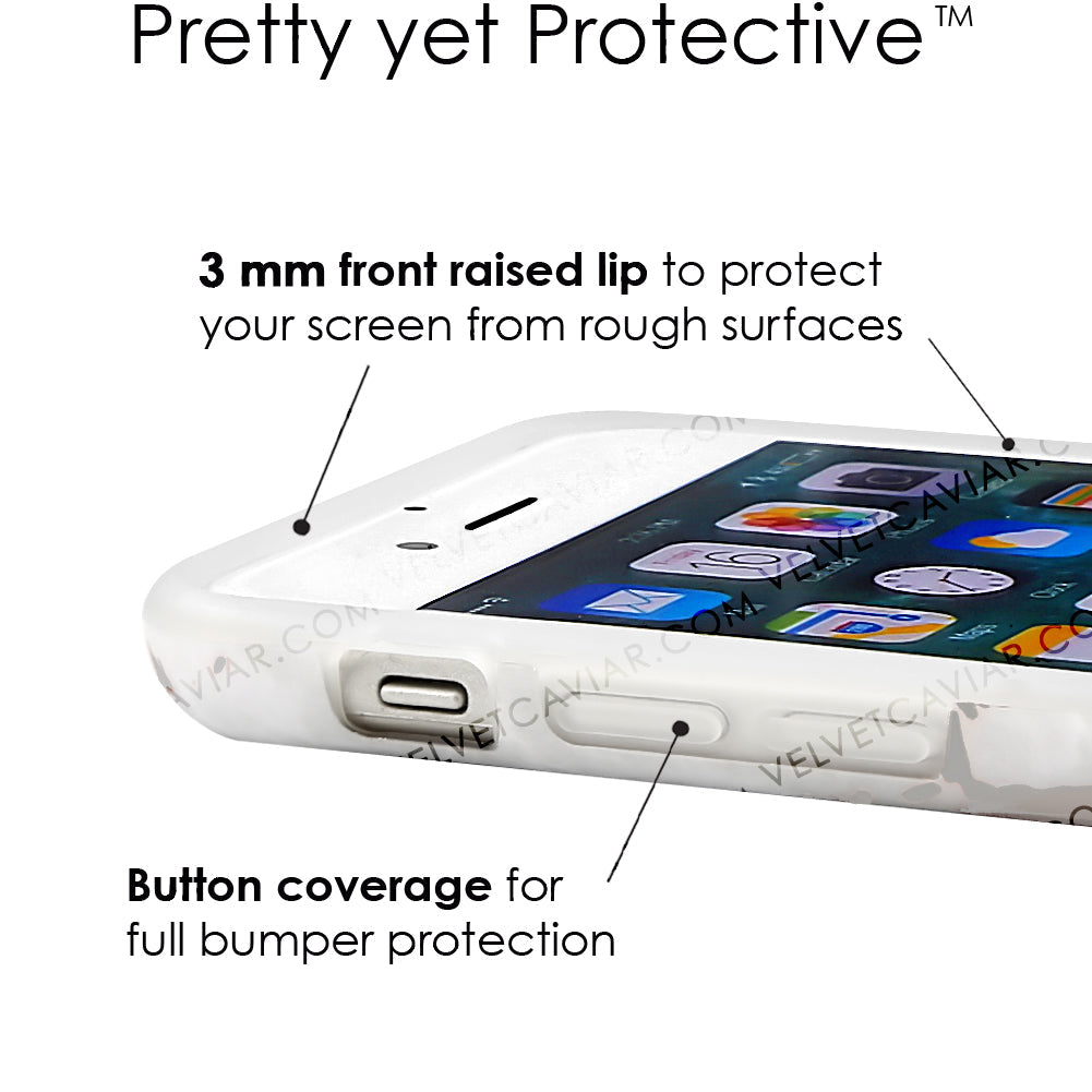 White Marble Silver Chrome iPhone Case