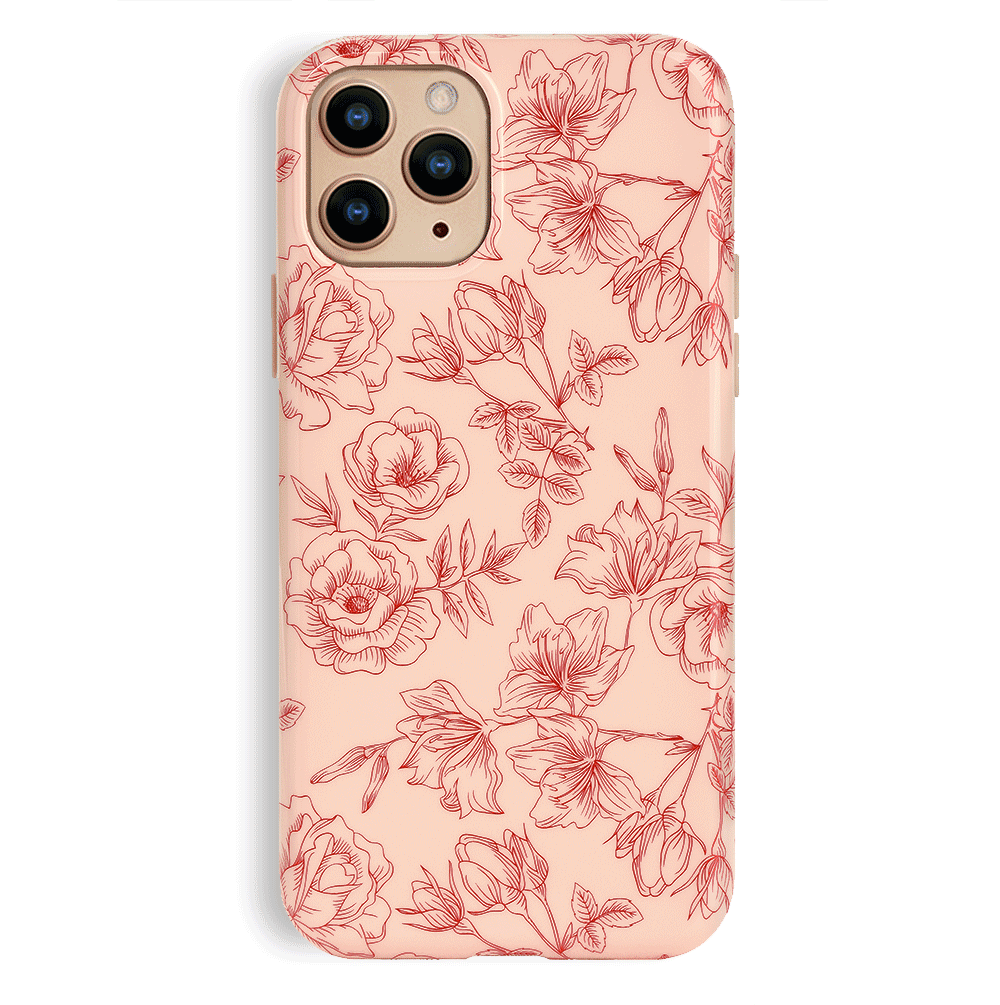 Nude Red Chrome Floral iPhone Case