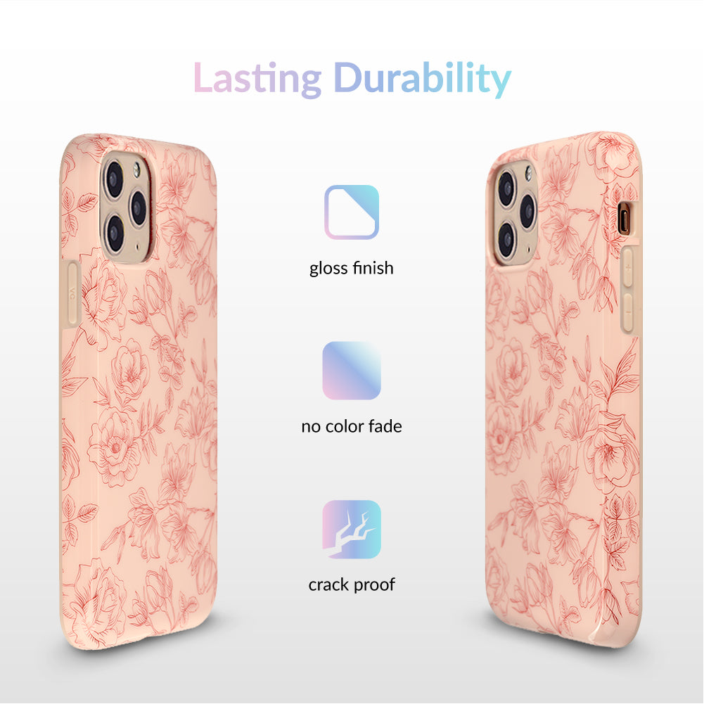 Nude Red Chrome Floral iPhone Case