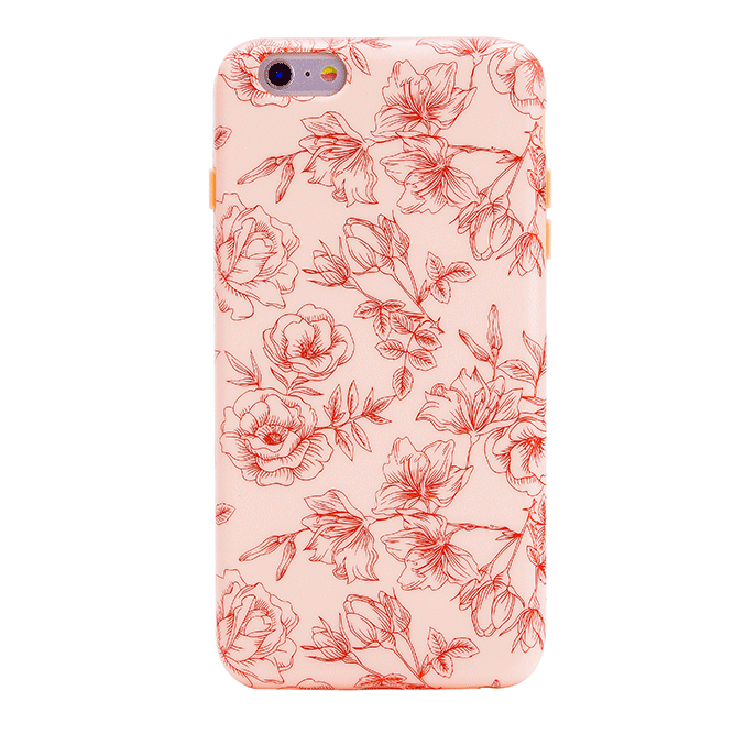 Nude Red Chrome Floral iPhone Case