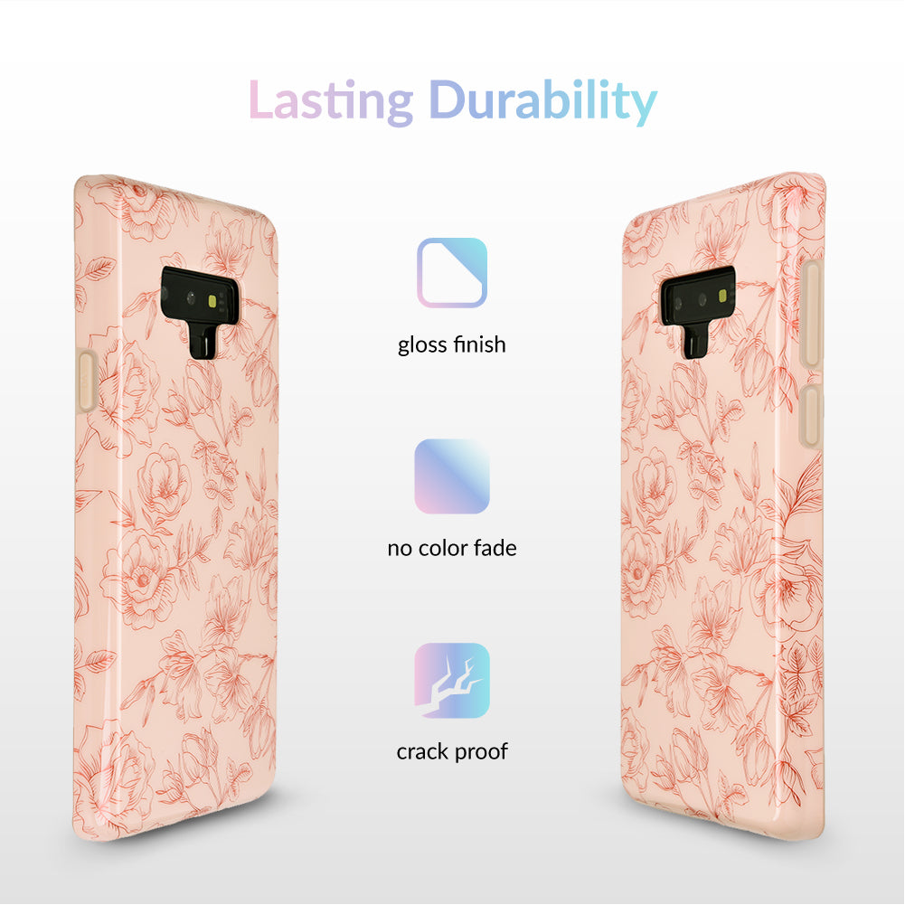 Nude Red Chrome Floral Samsung Galaxy Case