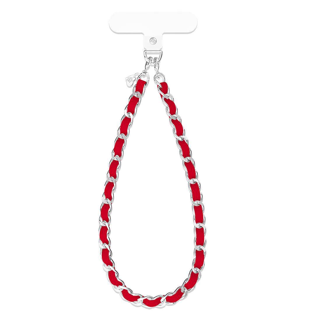 Red Leather Chain Phone Charm