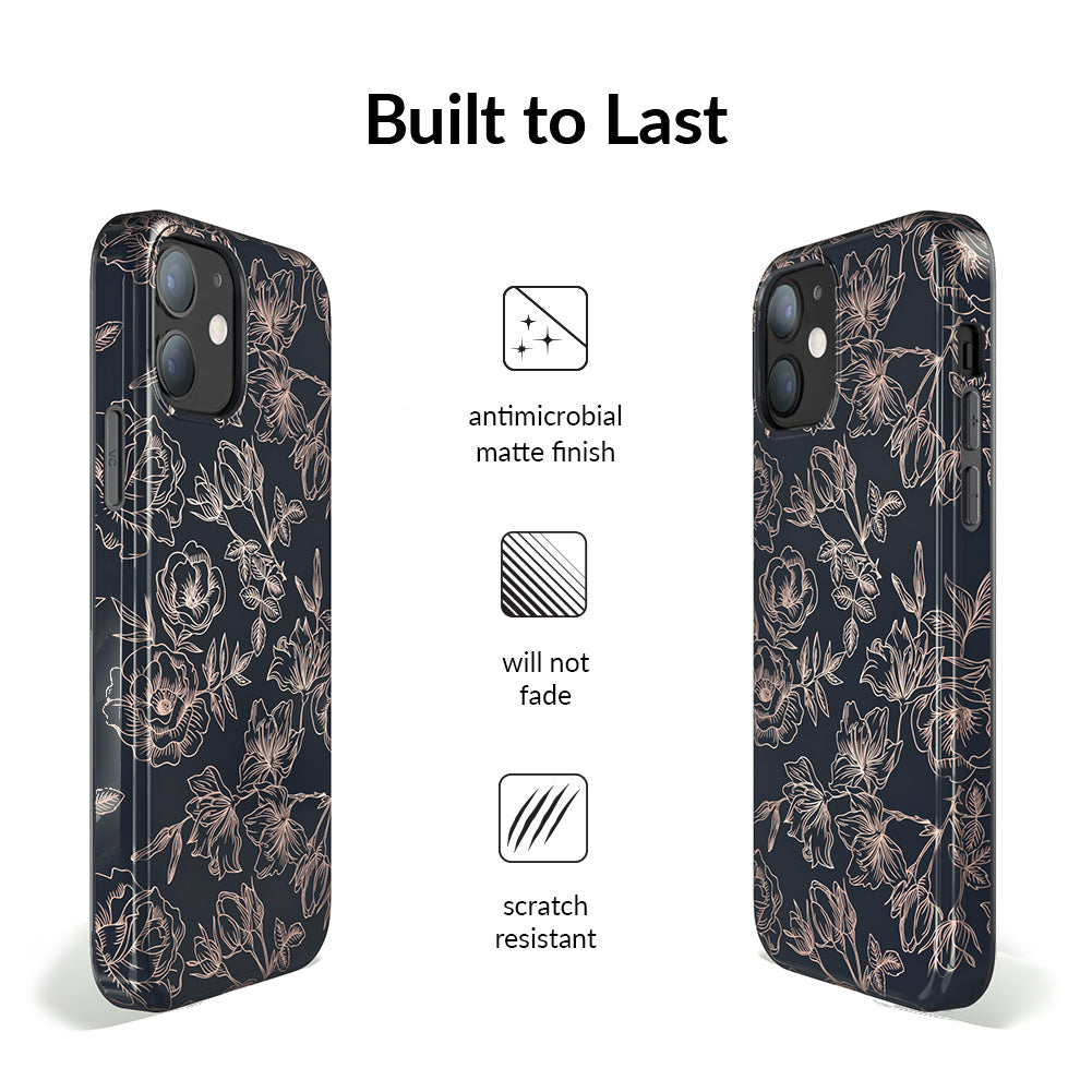 Floral Rose Gold Chrome iPhone Case