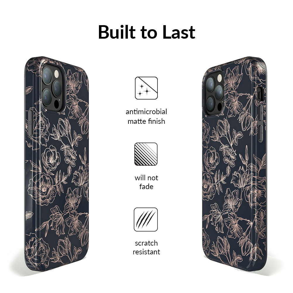 Floral Rose Gold Chrome iPhone Case