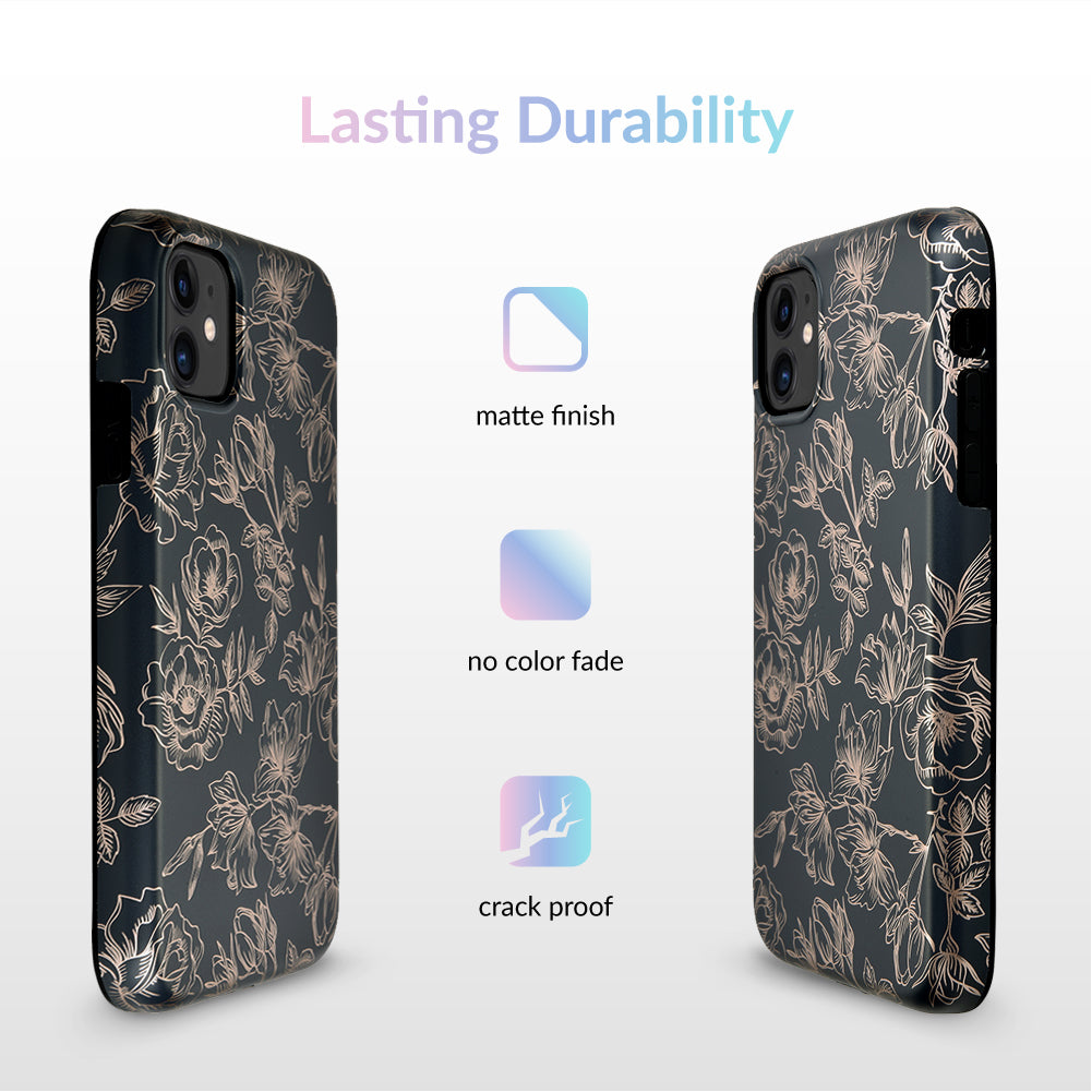 Floral Rose Gold Chrome iPhone Case