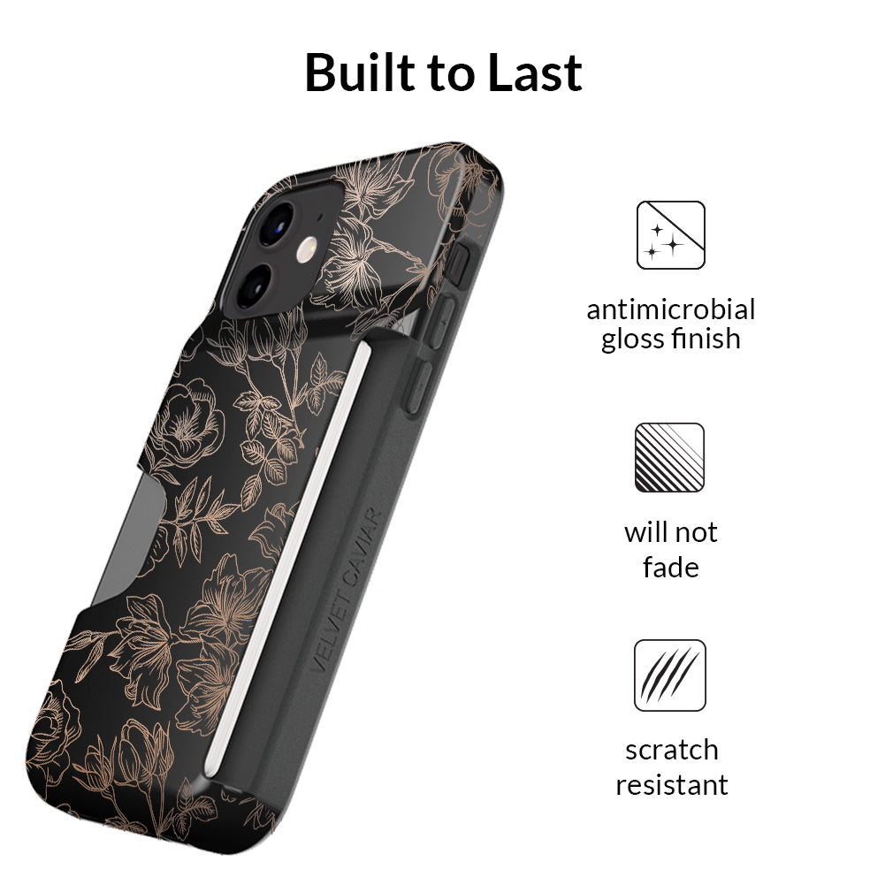 Floral Rose Gold iPhone Wallet Case