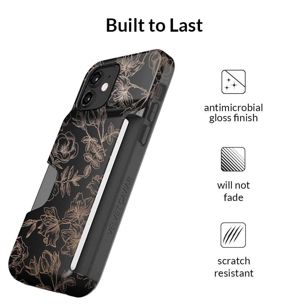 Floral Rose Gold iPhone Wallet Case