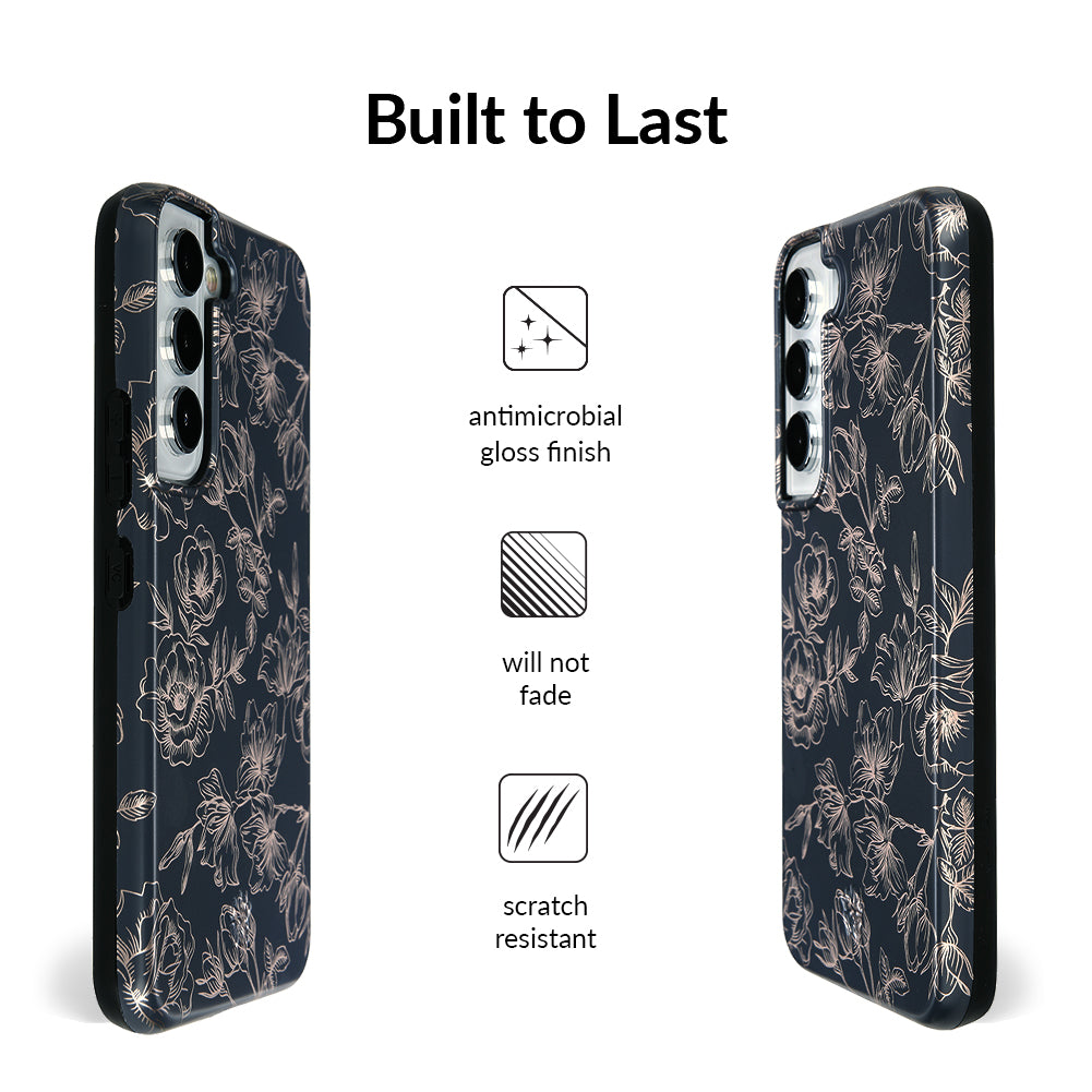 Floral Rose Gold Chrome Samsung Galaxy Case