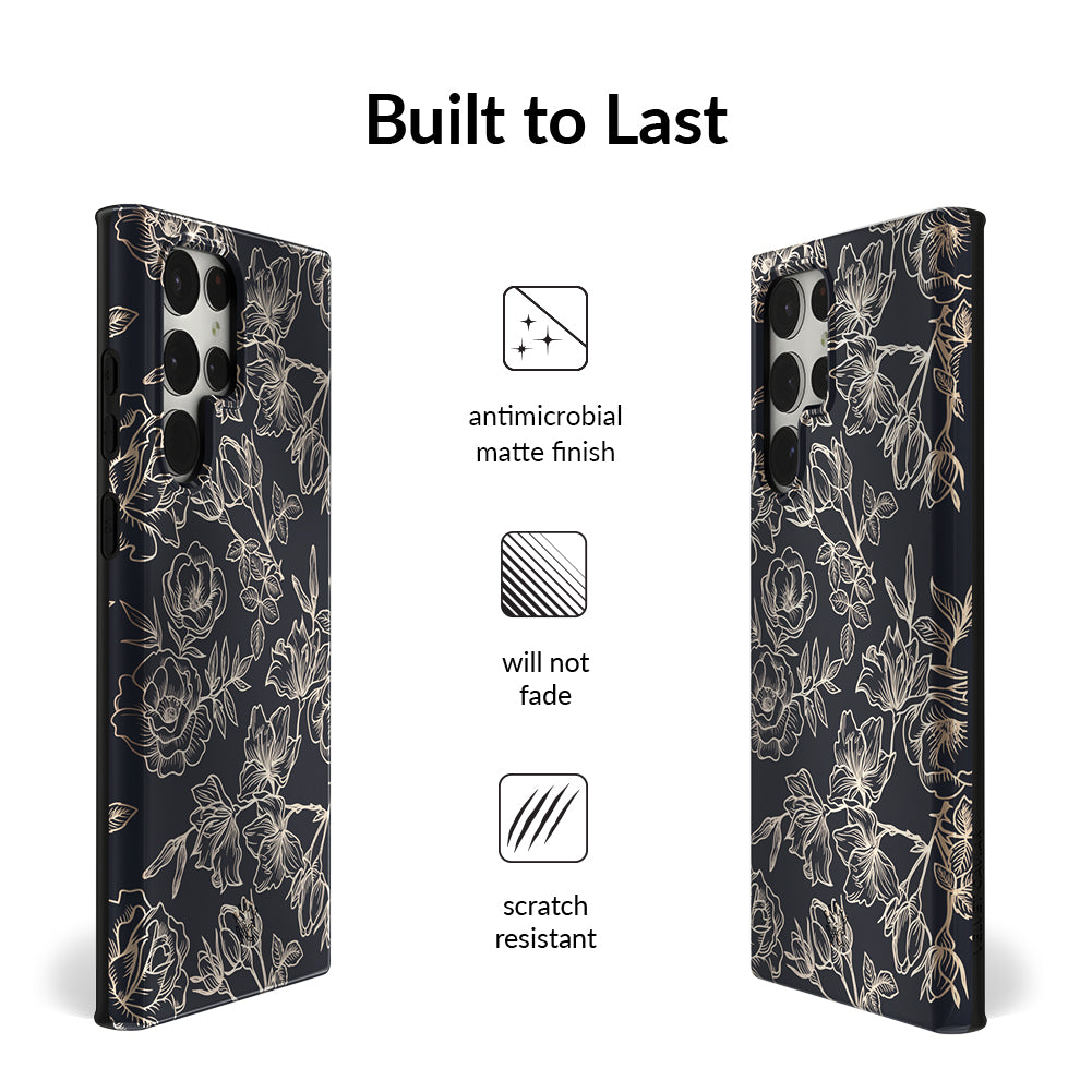 Floral Rose Gold Chrome Samsung Galaxy Case