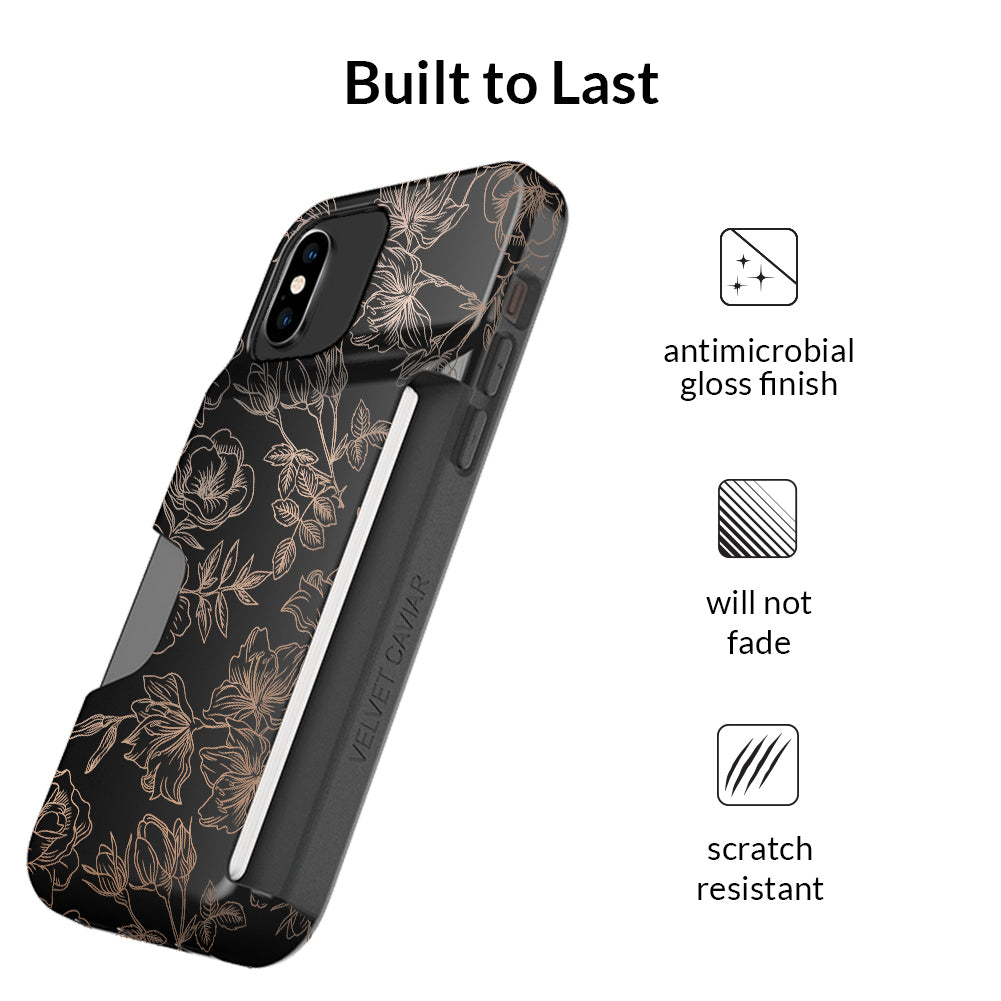 Floral Rose Gold iPhone Wallet Case
