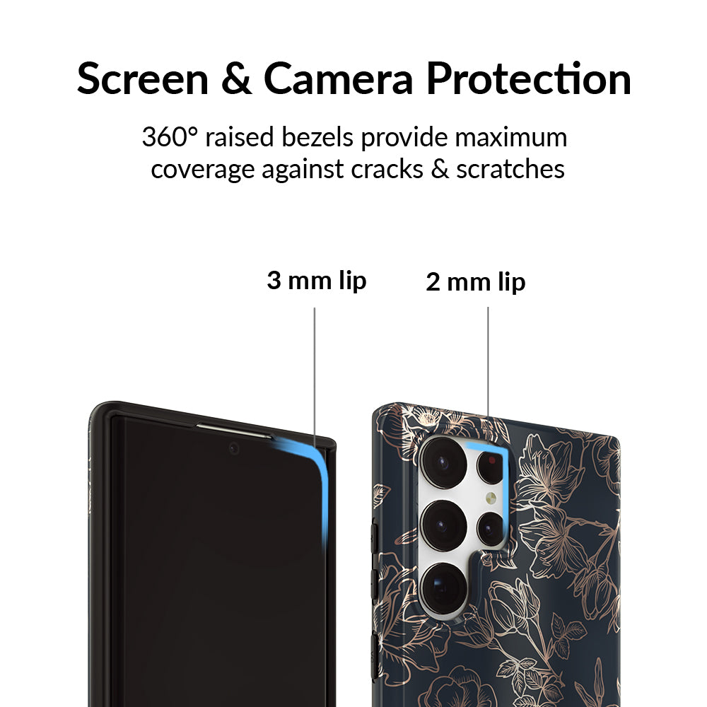 Floral Rose Gold Chrome Samsung Galaxy Case