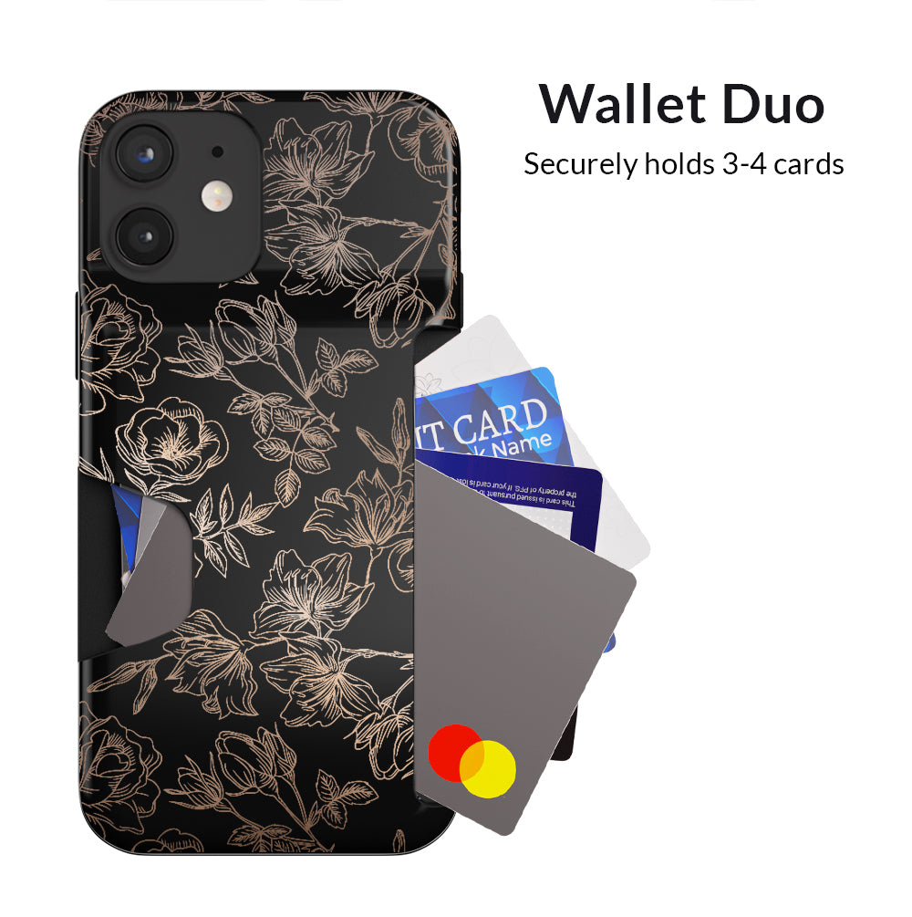 Floral Rose Gold iPhone Wallet Case