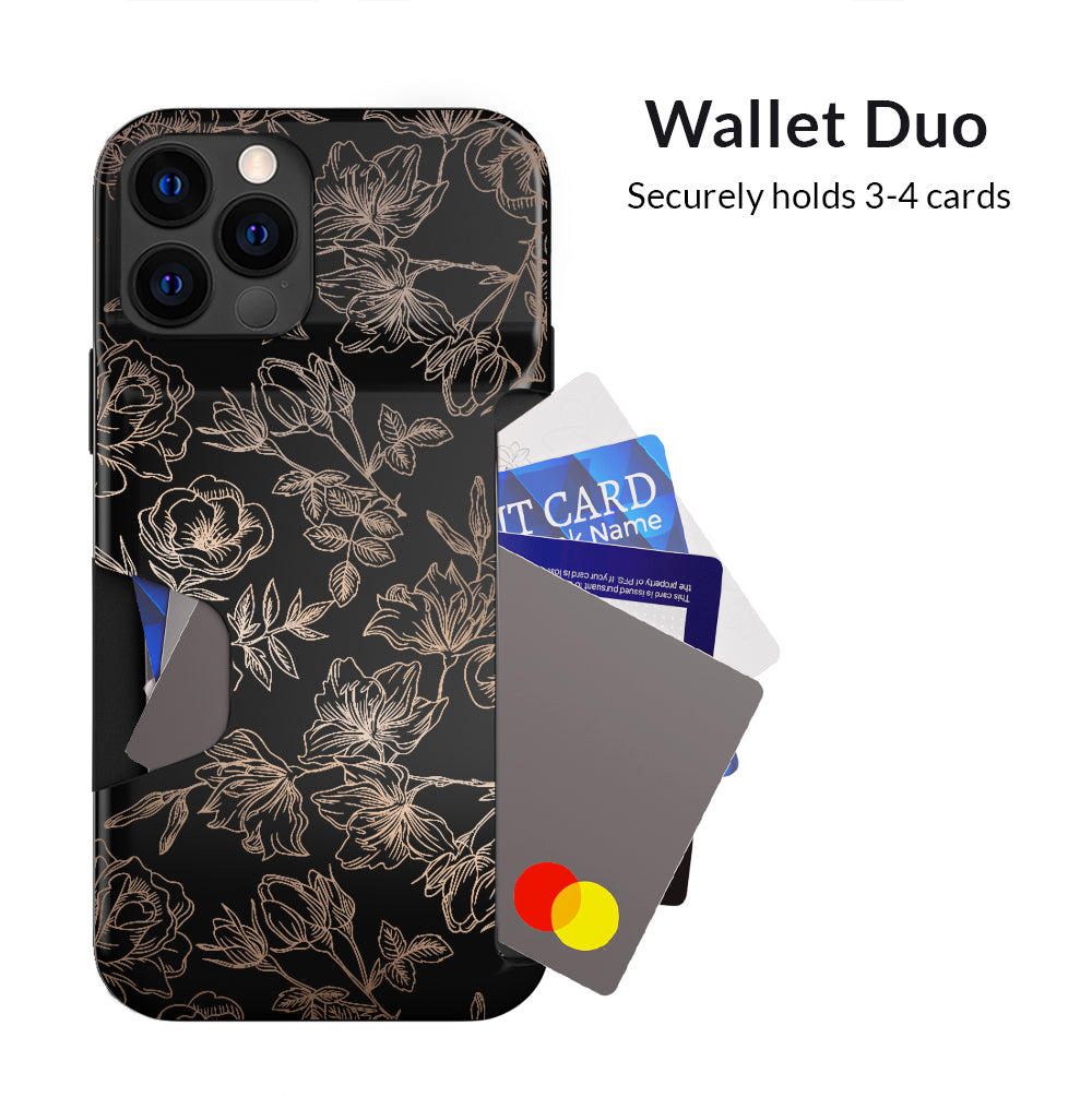Floral Rose Gold iPhone Wallet Case