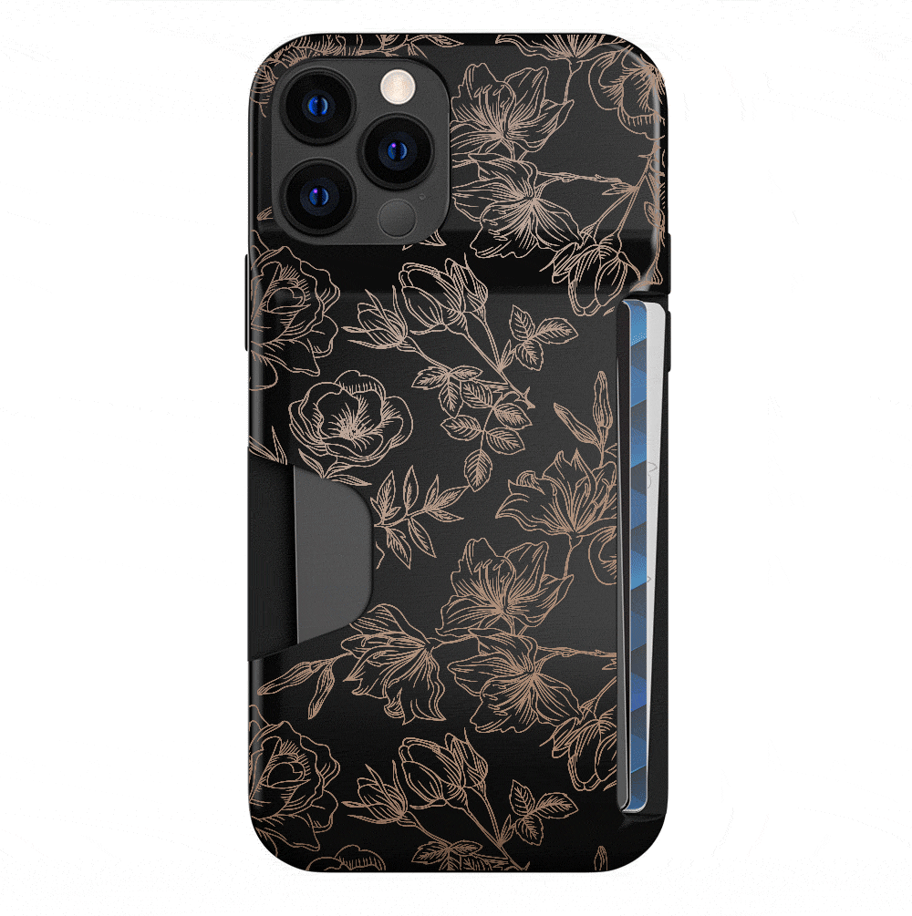 Floral Rose Gold iPhone Wallet Case