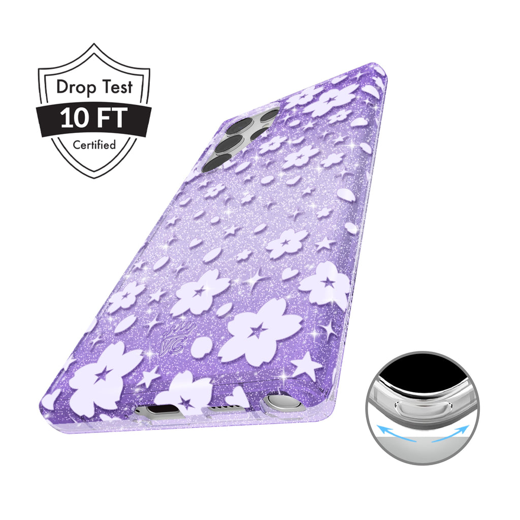 Lavender Cherry Blossom Glitter Samsung Case