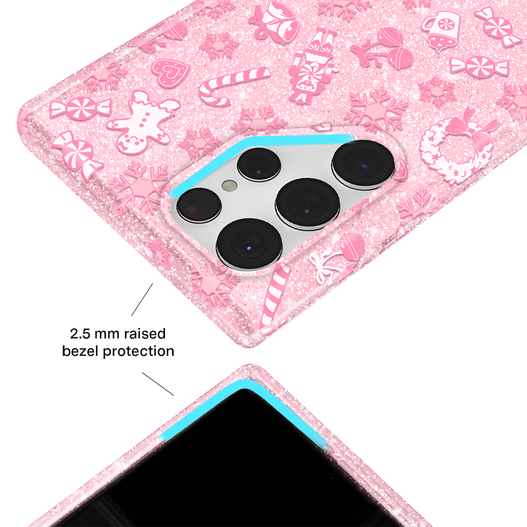 Pink Christmas Glitter Samsung Case