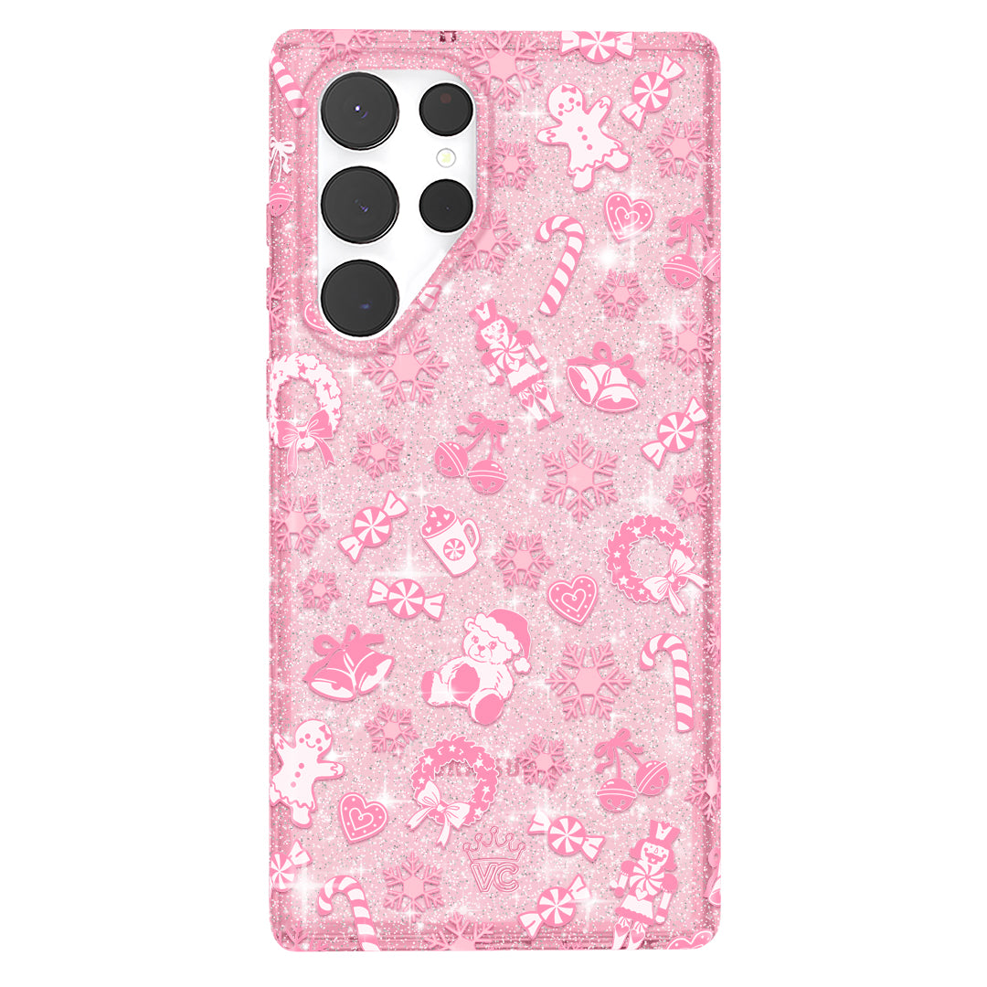 Pink Christmas Glitter Samsung Case