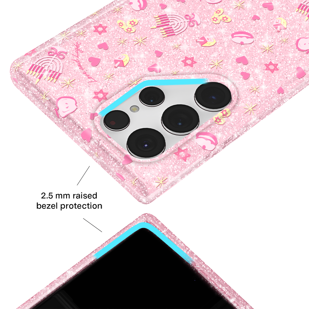 Pink Hanukkah Glitter Samsung Case